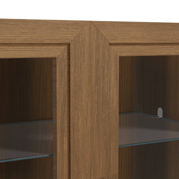 HomeRoots 31" Brown Wood Accent Cabinet – Stylish Storage Solution with Glass Doors for Home & Office Décor 691110