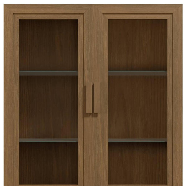 HomeRoots 31" Brown Wood Accent Cabinet – Stylish Storage Solution with Glass Doors for Home & Office Décor 691110