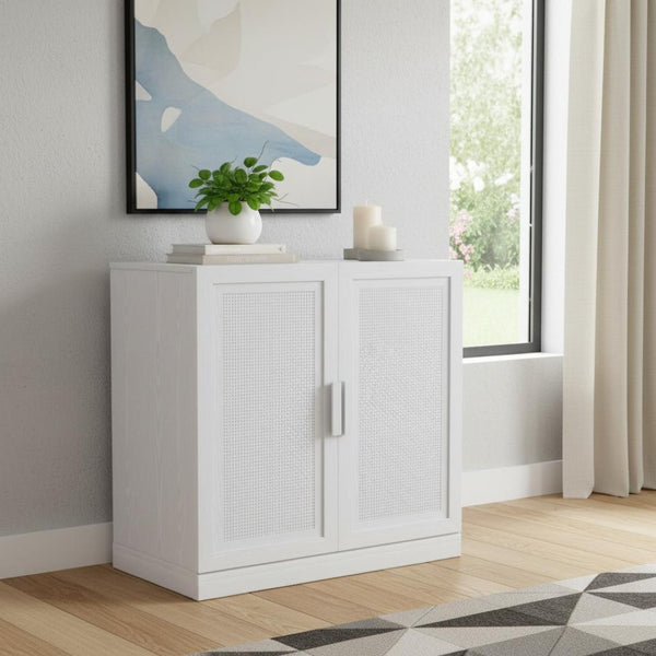 HomeRoots 31" White Wood Accent Cabinet – Stylish Storage Solution for Modern Living Rooms, Bedrooms & Offices 691111