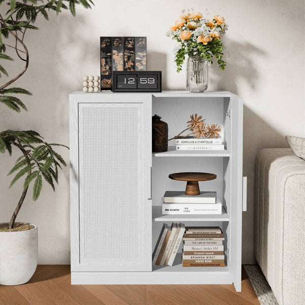 HomeRoots 31" White Wood Accent Cabinet - Stylish Storage Solution for Modern Home, Entryway, or Office Decor 691113