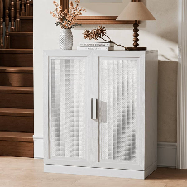 HomeRoots 31" White Wood Accent Cabinet - Stylish Storage Solution for Modern Home, Entryway, or Office Decor 691113