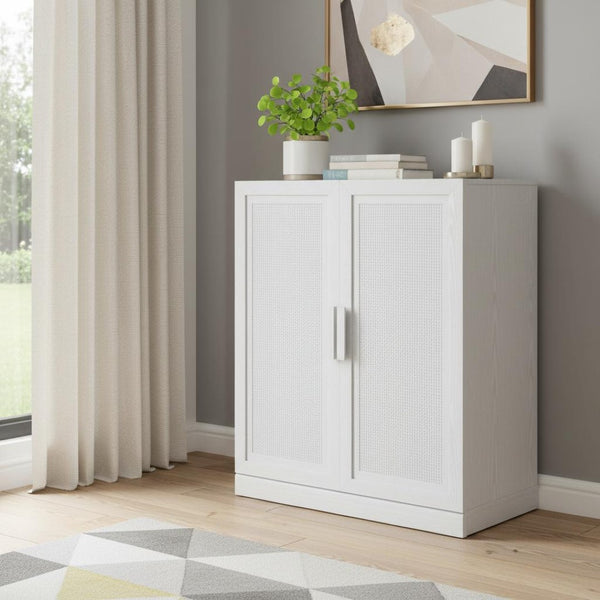 HomeRoots 31" White Wood Accent Cabinet - Stylish Storage Solution for Modern Home, Entryway, or Office Decor 691113