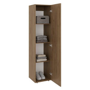 English Elm Violet Freestanding Wardrobe with Four Shelves Beige Wood Tone Bedroom Storage B092P474494