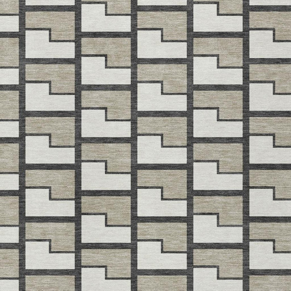 HomeRoots 8' X 10' Ivory Geometric Area Rug - Washable, Durable, Stylish for Indoor & Outdoor Spaces 691143
