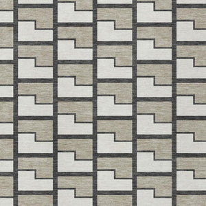 HomeRoots 8' X 10' Ivory Geometric Area Rug - Washable, Durable, Stylish for Indoor & Outdoor Spaces 691143