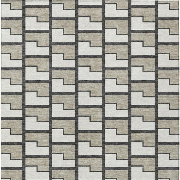 HomeRoots 8' X 10' Ivory Geometric Area Rug - Washable, Durable, Stylish for Indoor & Outdoor Spaces 691143