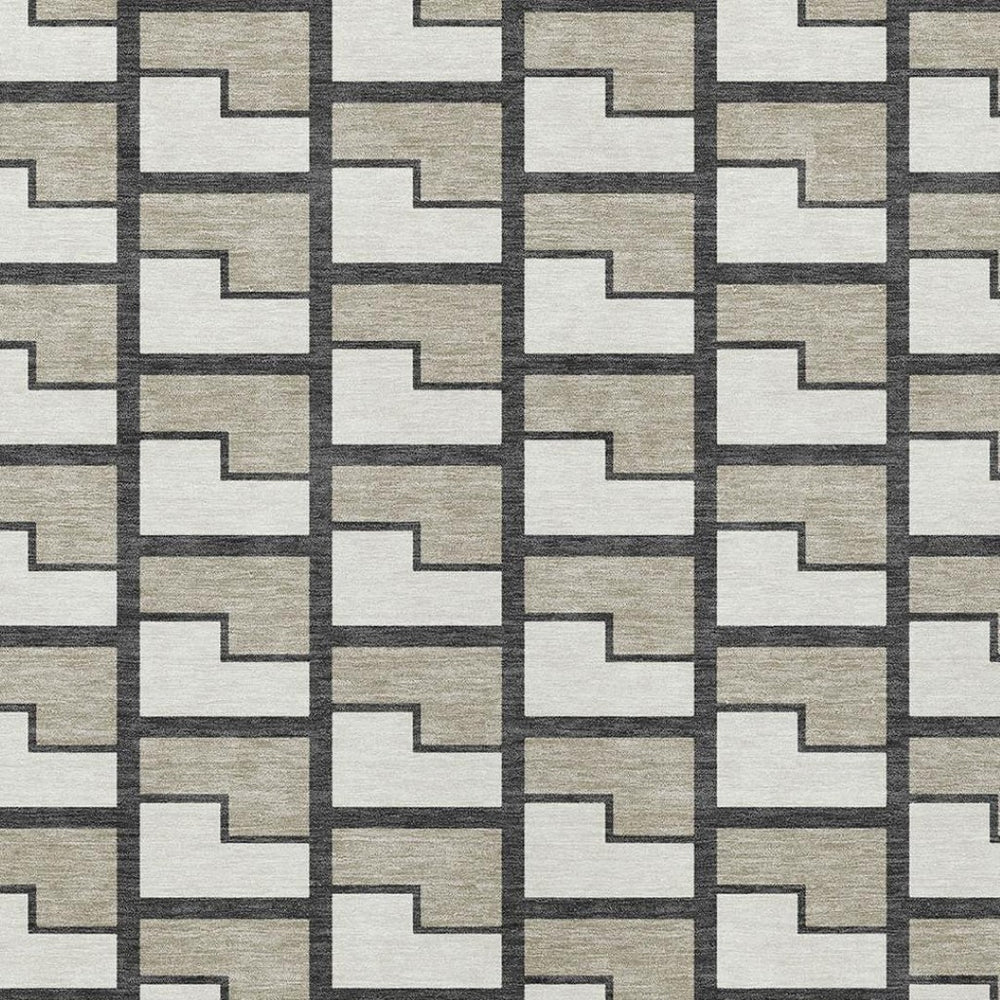 HomeRoots 9' X 12' Ivory Charcoal Geometric Area Rug - Stylish, Washable, Durable for Indoor & Outdoor Use 691144