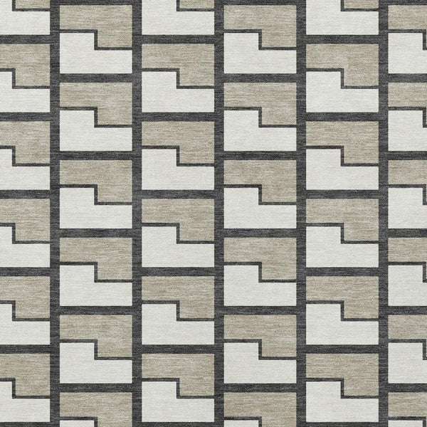 HomeRoots 9' X 12' Ivory Charcoal Geometric Area Rug - Stylish, Washable, Durable for Indoor & Outdoor Use 691144