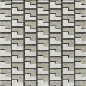 HomeRoots 9' X 12' Ivory Charcoal Geometric Area Rug - Stylish, Washable, Durable for Indoor & Outdoor Use 691144