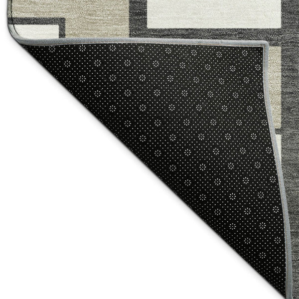 HomeRoots 9' X 12' Ivory Charcoal Geometric Area Rug - Stylish, Washable, Durable for Indoor & Outdoor Use 691144