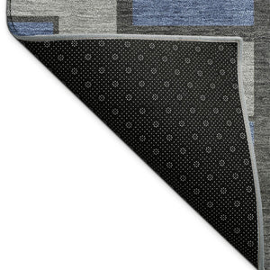 HomeRoots 10' Geometric Washable Area Rug in Navy Blue, Gray & Charcoal – Perfect for Indoor & Outdoor Spaces! 691151
