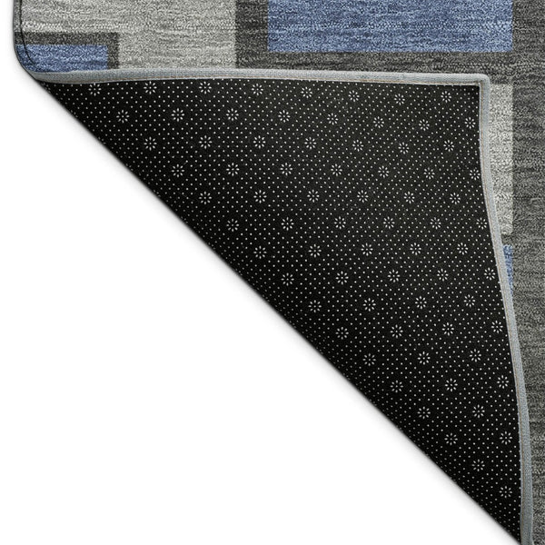 HomeRoots 10' Geometric Washable Area Rug in Navy Blue, Gray & Charcoal – Perfect for Indoor & Outdoor Spaces! 691151