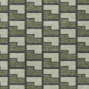 HomeRoots 9' X 12' Stylish Olive Green Geometric Washable Area Rug for Indoor/Outdoor High-Traffic Spaces 691156