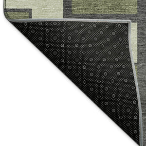 HomeRoots 10' Modern Olive Green, Beige & Charcoal Geometric Area Rug - Washable, Indoor/Outdoor Comfort 691157