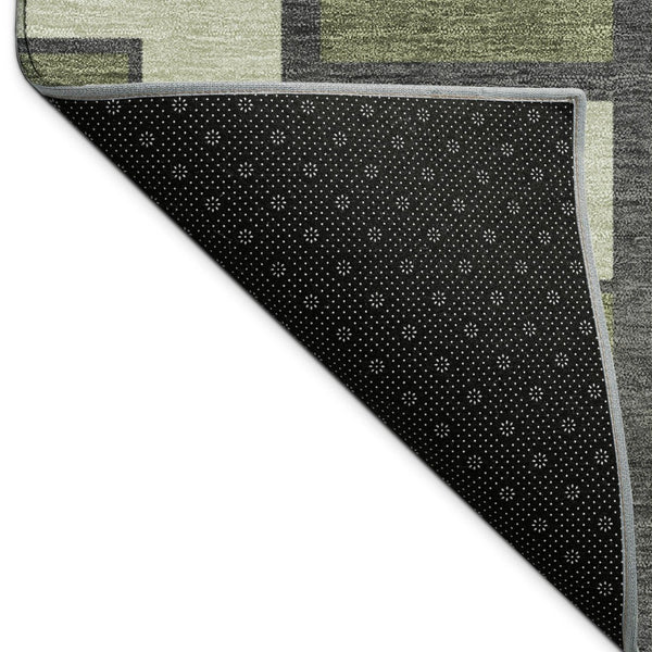 HomeRoots 10' Modern Olive Green, Beige & Charcoal Geometric Area Rug - Washable, Indoor/Outdoor Comfort 691157