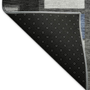 HomeRoots 9' Stylish Black, Blue & Gray Geometric Washable Area Rug for Indoor & Outdoor Spaces - Durable! 691162