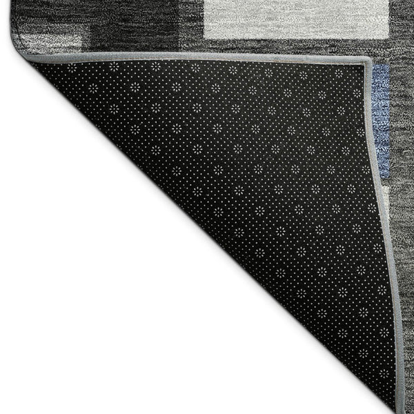 HomeRoots 9' Stylish Black, Blue & Gray Geometric Washable Area Rug for Indoor & Outdoor Spaces - Durable! 691162