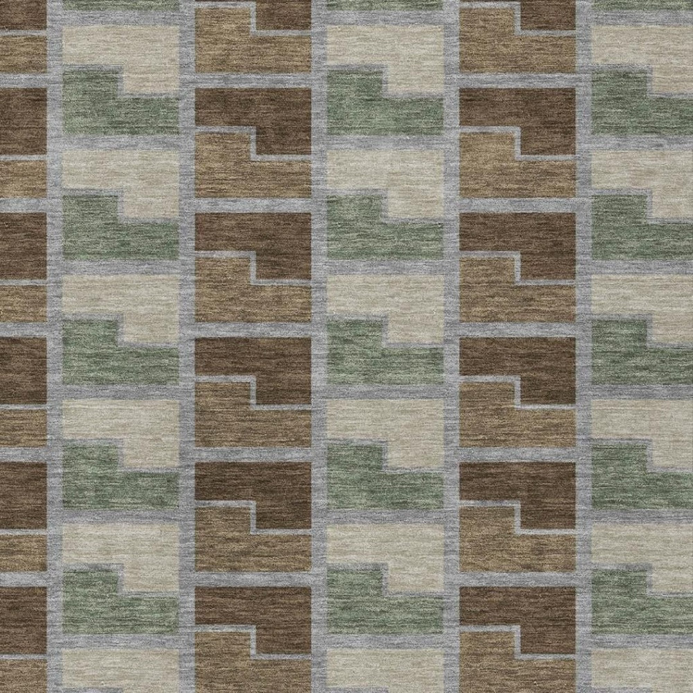 HomeRoots 5' X 8' Stylish Chocolate Gray & Beige Geometric Washable Area Rug for Indoor & Outdoor Use 691165