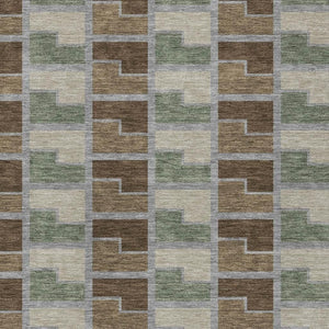HomeRoots 5' X 8' Stylish Chocolate Gray & Beige Geometric Washable Area Rug for Indoor & Outdoor Use 691165
