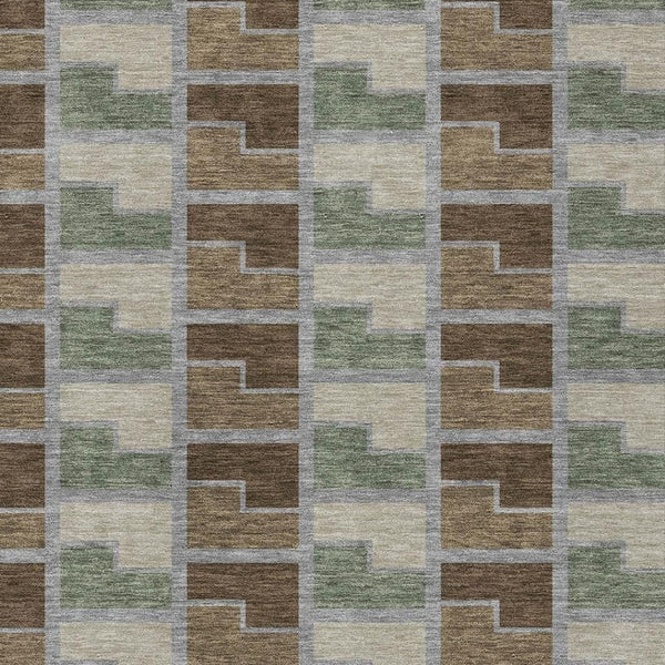 HomeRoots 5' X 8' Stylish Chocolate Gray & Beige Geometric Washable Area Rug for Indoor & Outdoor Use 691165