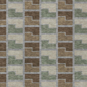 HomeRoots 8' X 10' Chocolate Gray & Beige Geometric Washable Area Rug for Indoor/Outdoor High Traffic Spaces 691167