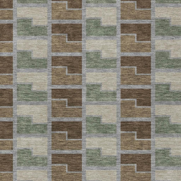 HomeRoots 8' X 10' Chocolate Gray & Beige Geometric Washable Area Rug for Indoor/Outdoor High Traffic Spaces 691167