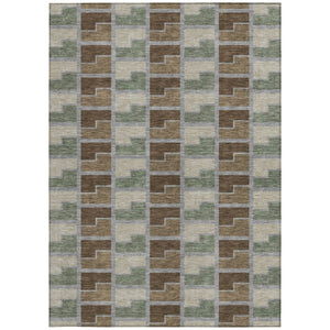 HomeRoots 8' X 10' Chocolate Gray & Beige Geometric Washable Area Rug for Indoor/Outdoor High Traffic Spaces 691167