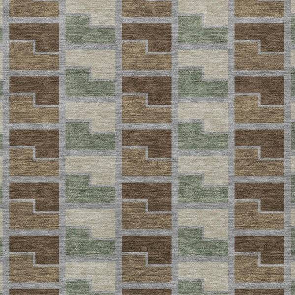 HomeRoots 9' Chocolate Gray and Beige Geometric Area Rug – Washable, Durable for Indoor/Outdoor Use, Stylish! 691168