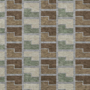 HomeRoots 10' Modern Geometric Area Rug in Chocolate Gray & Beige - Stylish, Washable for Indoor & Outdoor Use 691169