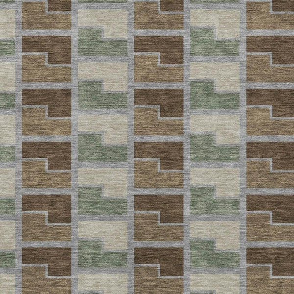 HomeRoots 10' Modern Geometric Area Rug in Chocolate Gray & Beige - Stylish, Washable for Indoor & Outdoor Use 691169