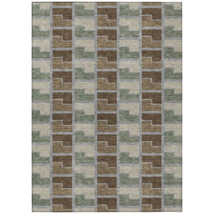 HomeRoots 10' Modern Geometric Area Rug in Chocolate Gray & Beige - Stylish, Washable for Indoor & Outdoor Use 691169