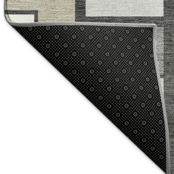 HomeRoots 8' Modern Ivory Taupe Gray Round Geometric Rug - Washable, Durable, Ideal for Indoor & Outdoor Use 691172