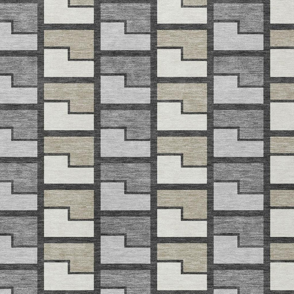 HomeRoots 8' X 10' Ivory Taupe Gray Geometric Indoor Outdoor Area Rug - Durable, Washable, Stylish & Versatile 691173