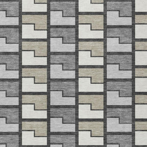 HomeRoots 8' X 10' Ivory Taupe Gray Geometric Indoor Outdoor Area Rug - Durable, Washable, Stylish & Versatile 691173