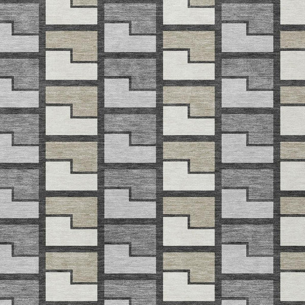 HomeRoots 8' X 10' Ivory Taupe Gray Geometric Indoor Outdoor Area Rug - Durable, Washable, Stylish & Versatile 691173