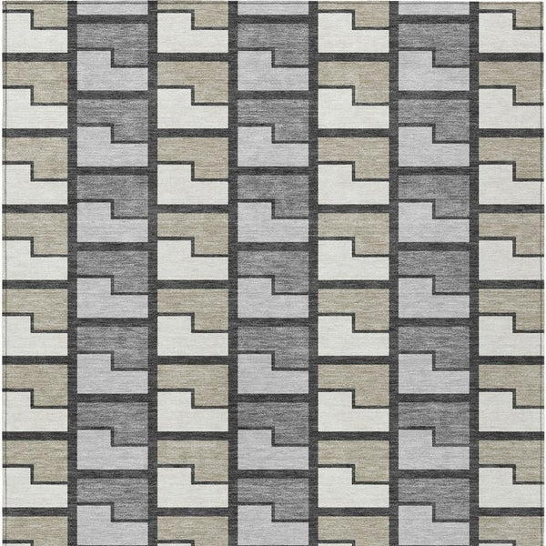 HomeRoots 8' X 10' Ivory Taupe Gray Geometric Indoor Outdoor Area Rug - Durable, Washable, Stylish & Versatile 691173