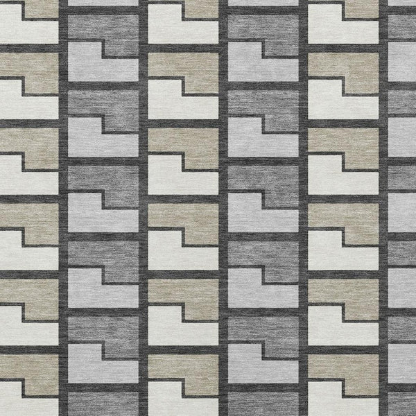 HomeRoots 10' Geometric Washable Area Rug in Ivory, Taupe & Gray - Durable Indoor/Outdoor Style for Any Space 691175