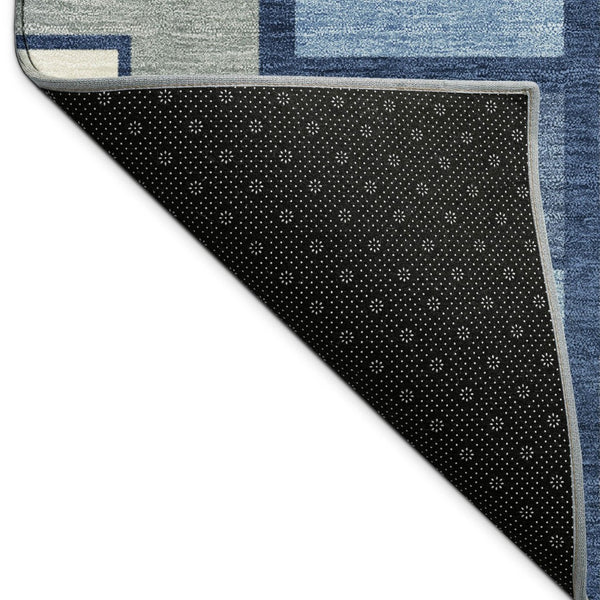 HomeRoots 8' X 10' Navy Blue Geometric Washable Area Rug - Durable, Stylish for Indoor & Outdoor Use 691179