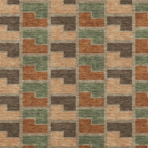 HomeRoots 5' Indoor Outdoor Area Rug - Stylish Rust Olive Green Geometric Design, Durable, Washable, Versatile! 691183