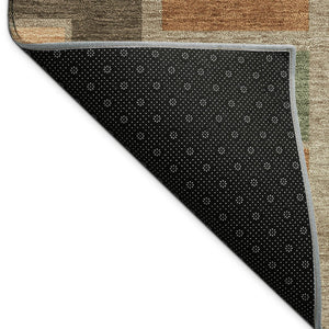 HomeRoots 8' Modern Rust Olive Green Round Geometric Washable Area Rug for Stylish Indoor & Outdoor Spaces 691184