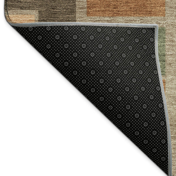 HomeRoots 8' Modern Rust Olive Green Round Geometric Washable Area Rug for Stylish Indoor & Outdoor Spaces 691184