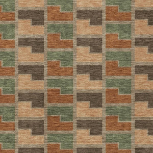 HomeRoots 9' Geometric Washable Indoor Outdoor Area Rug in Rust, Olive Green & Brown - Durable & Versatile! 691186