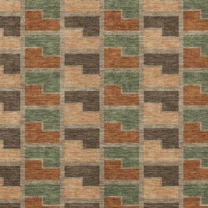 HomeRoots 10' Geometric Washable Area Rug in Rust, Olive Green & Brown – Perfect for Indoor & Outdoor Spaces! 691187