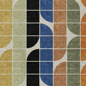 HomeRoots 8' X 10' Vibrant Geometric Washable Area Rug - Bold Blue, Black, Purple & Orange for Indoor/Outdoor Use 691191