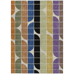 HomeRoots 10' Vibrant Geometric Indoor Outdoor Area Rug – Blue, Black, Purple & Orange, Washable & Durable 691193