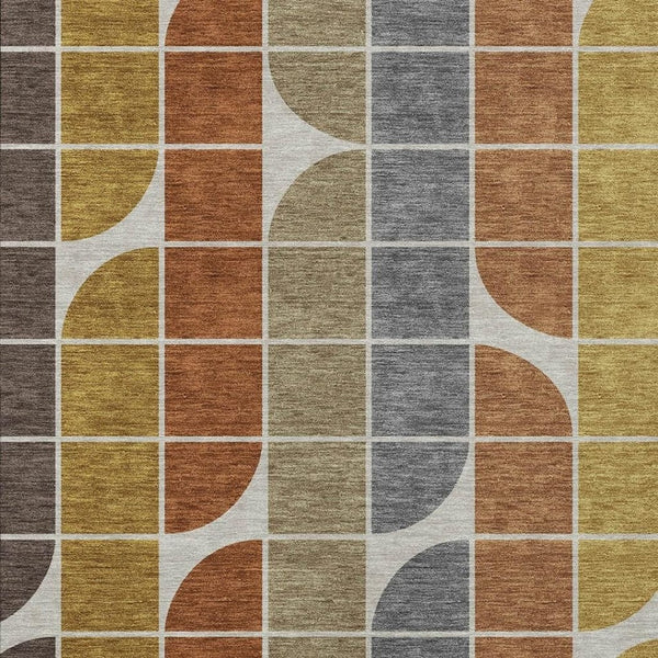 HomeRoots 8' X 10' Geometric Area Rug in Coffee, Gold, Gray & Beige - Durable, Washable & Versatile for Any Space 691197