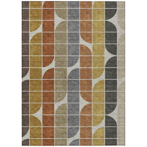 HomeRoots 8' X 10' Geometric Area Rug in Coffee, Gold, Gray & Beige - Durable, Washable & Versatile for Any Space 691197