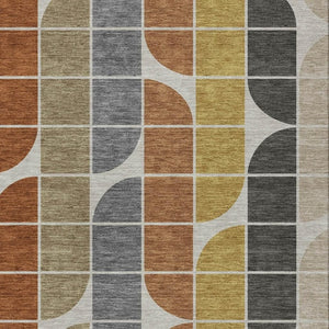 HomeRoots 9' Geometric Coffee, Gold, Gray & Beige Washable Area Rug for Indoor & Outdoor Spaces - Durable Style! 691198