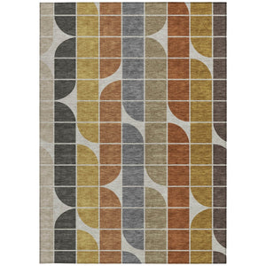 HomeRoots 10' Geometric Coffee Gold Gray Beige Area Rug - Washable, Durable, Perfect for Indoor & Outdoor Use! 691199