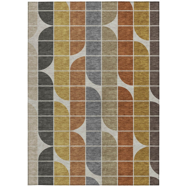 HomeRoots 10' Geometric Coffee Gold Gray Beige Area Rug - Washable, Durable, Perfect for Indoor & Outdoor Use! 691199